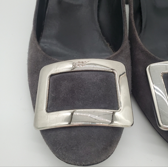 Roger Vivier Trompette Belle Pumps in Grey Suede Heels 38 - Picture 7 of 16
